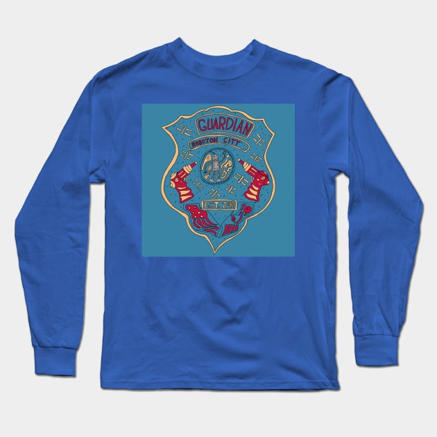 Guardian - Robotron City Badge Long Sleeve T-Shirt by Soundtrack Alley